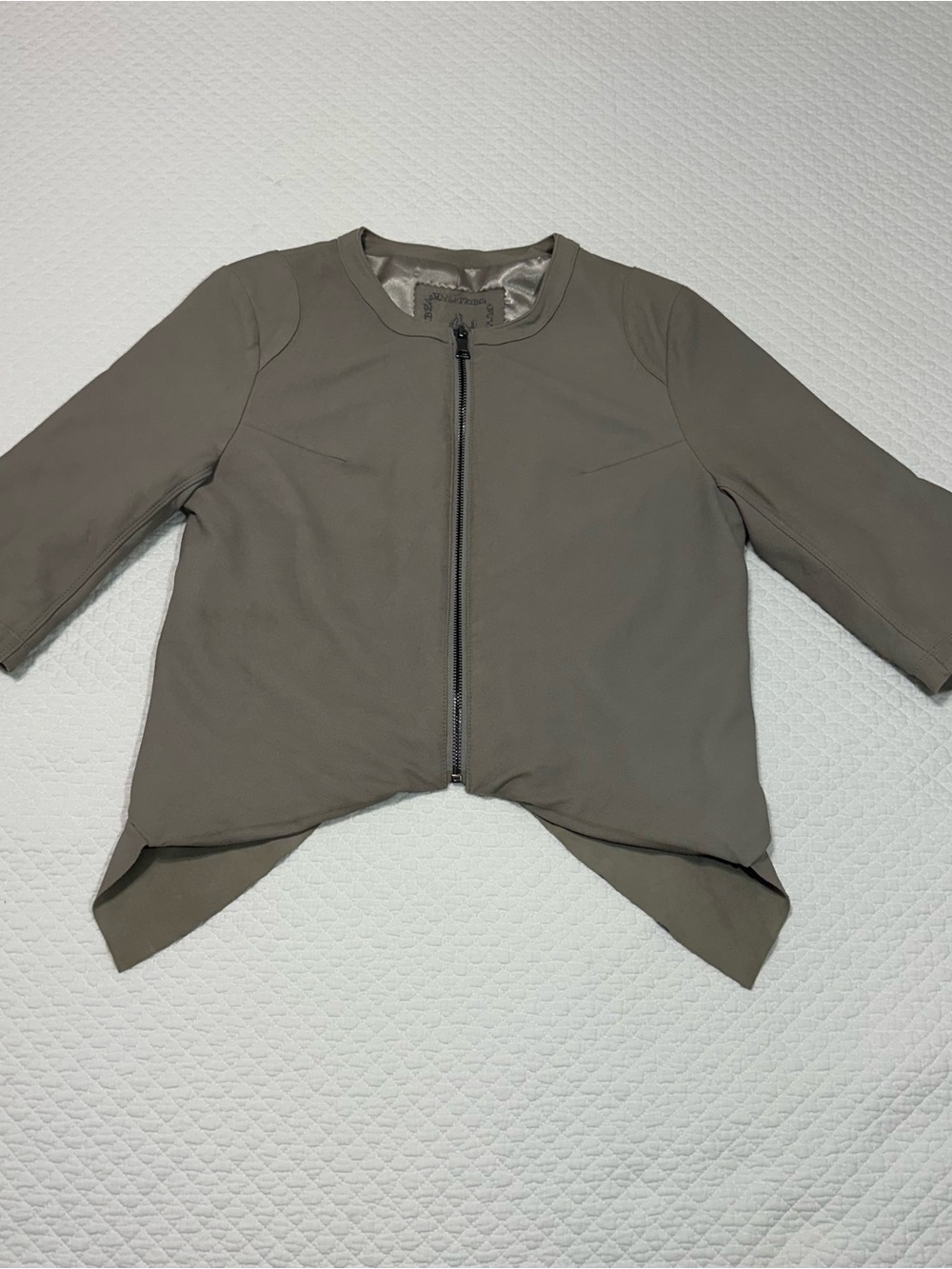 My Tribe Olive-Taupe Cropped Zip Front Jacket